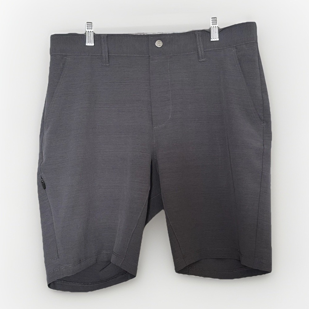 BYLT Kinetic Shorts‎ Mens Medium 33 Gray Performance Stretch Golf Zip Pocket